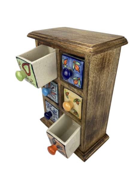 Kleinkommode mit 6 Keramikschubladen